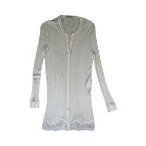 Givenchy white lace trim cashmere silk cardigan size M